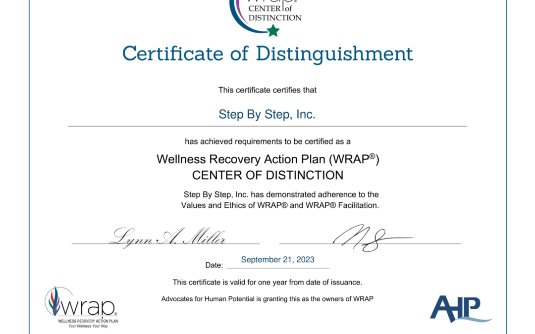 Step By Step Officially a WRAP Center of Distinction